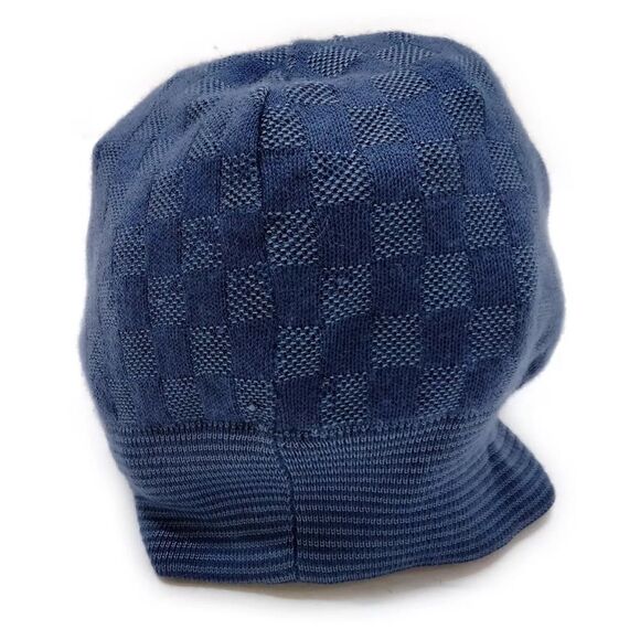 Louis Vuitton Blue Cashmere Silk Petit Damier Hat Size US M Cap Beanie Beret Cap